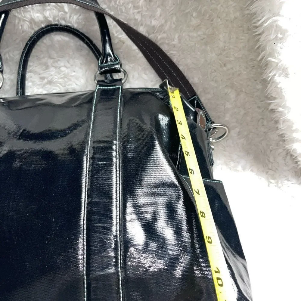 Urban Junket Black patent coated Canvas extra large JB laptop tote/shoul…